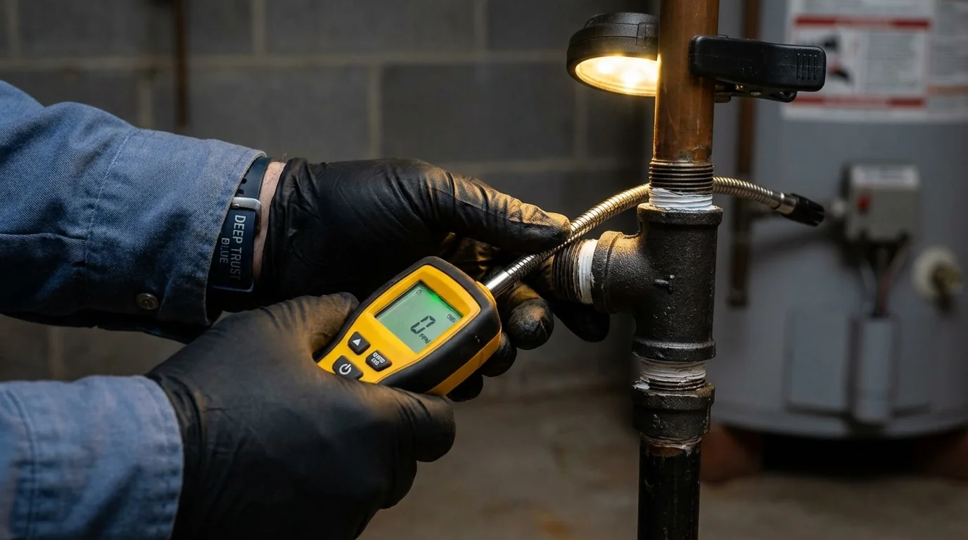 Gas leak detection with electronic sniffer by Johns Plumbing LLC in Prairieville