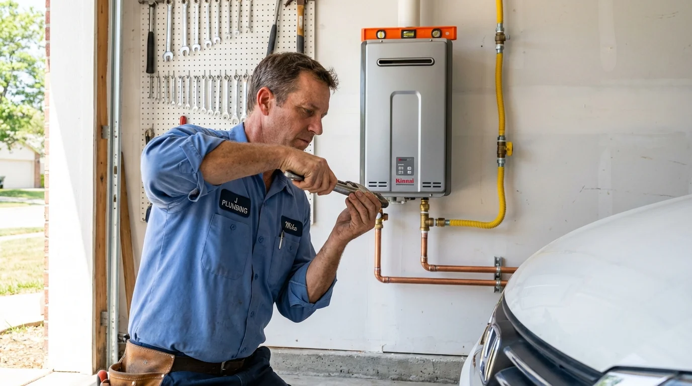 Tankless water heater installation by a Johns Plumbing LLC plumber in Prairieville